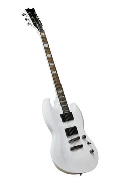 The image of white electric guitar