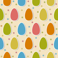 Seamless pattern with Easter eggs and flowers