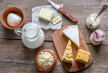 Various types of dairy products