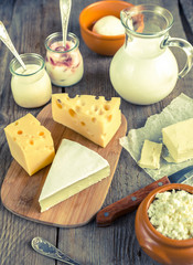 Various types of dairy products