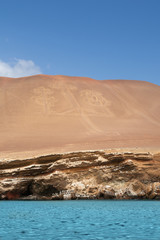 Ancient drawing in the sand - Candelabra, Paracas, Peru