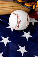 Baseball: Baseball Equipment with Copyspace Below