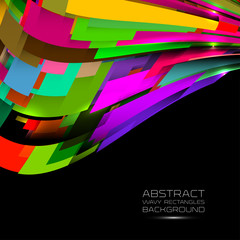 Abstract colorful curvy rectangles background.