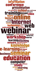 Obraz premium Webinar word cloud concept. Vector illustration