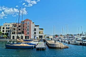Fototapeta na wymiar Traveling on a yacht along the coast of the Adriatic Sea