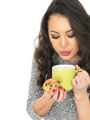 Young Woman With Tea and Biscuits