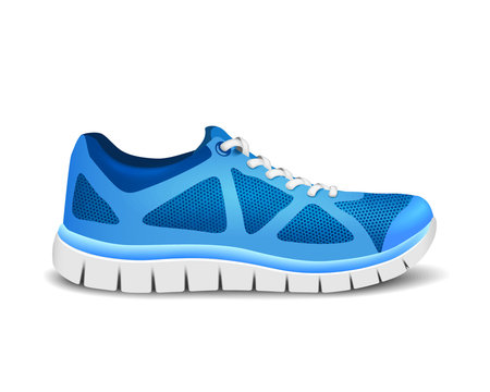 Blue sport shoes for running. Vector illustration