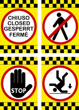 CARTELLI PERICOLO 4 VARIANTI