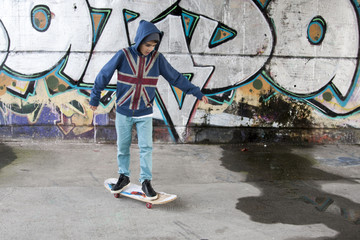 girl with skateboard in the city
