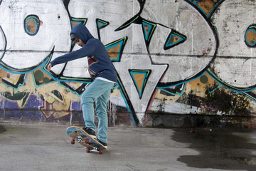 girl with skateboard in the city