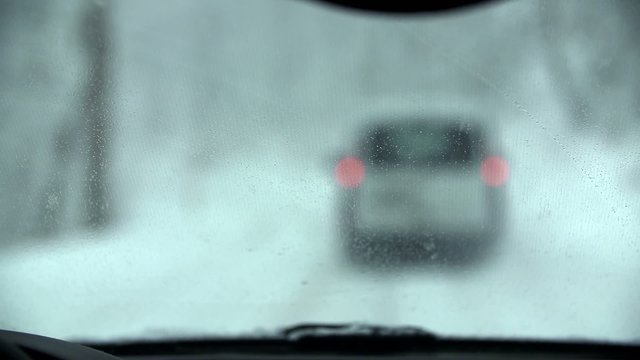 Following white van in harsh winter conditions