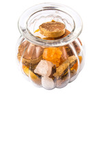 Mix sugar variety in a glass jar