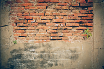 cracked concrete vintage brick wall background