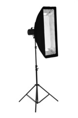 Camera flash with soft box isolated on white