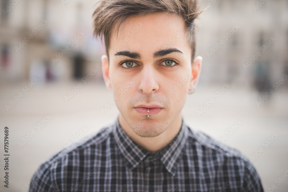 Wall mural young handsome alternative dark model man