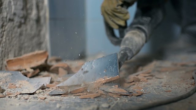 Huge drill destroying ceramic tiles