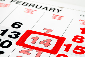 calendar pointed on St. Valentine's day