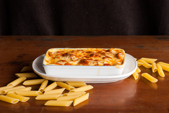 Baked Penne Pasta With Tomato Sauce And Cheese