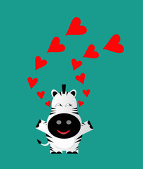 tricky zeebra gartoon character with red heart