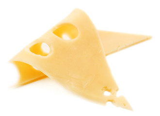 Sliced cheese isolated on white background