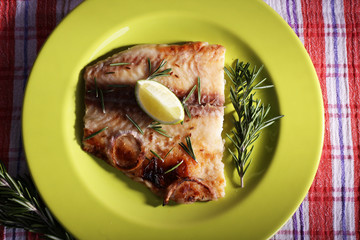 Dish of Pangasius fillet with rosemary and lime