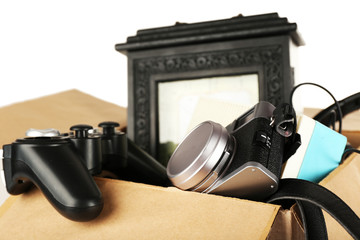 Box of unwanted stuff close up