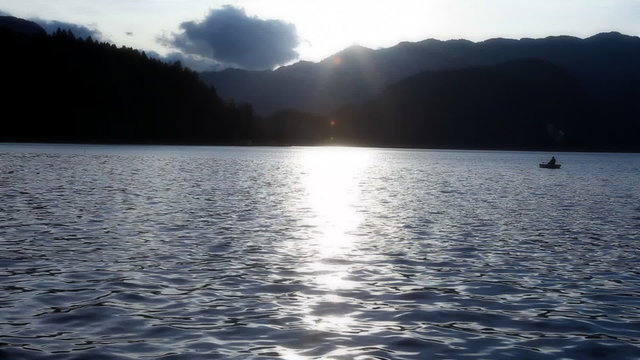 Beautiful Bled's lake at sunset