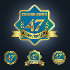 Celebrating 47 Years Anniversary - Blue seal with golden ribbon