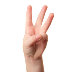 Child hand isolated on white