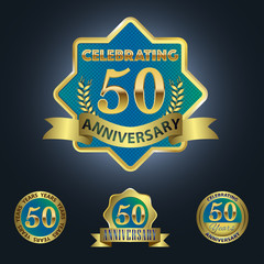 Celebrating 50 Years Anniversary - Blue seal with golden ribbon