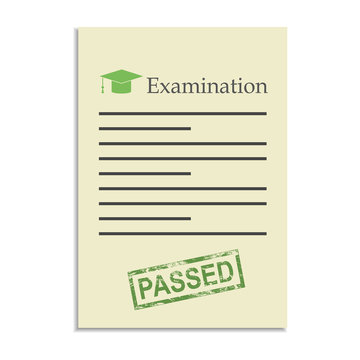 Examination paper with passed stamp