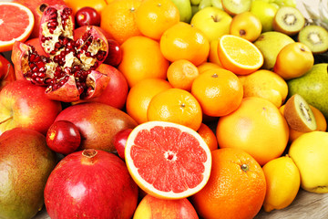 Assortment of exotic fruits close-up