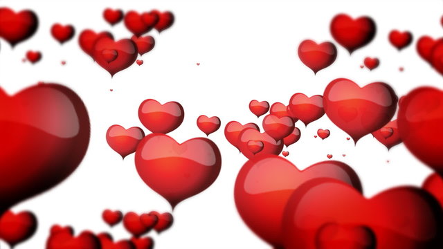 Red hearts floating on white background for Valentine's day
