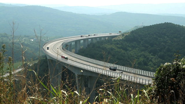 Panoramic shot of the viaduct Crni kal on the highway