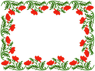 Greeting card with red poppies