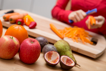 Nahaufnahme Gesundes Obst und Gemüse für die Schwangerschaft