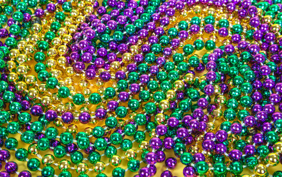 Colorful Mardi Gras beads background