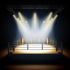 Empty professional boxing ring.