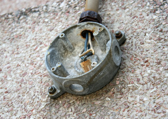 An old electric distribution box on a wall