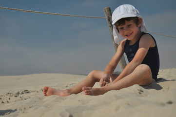 The boy on the dunes. Sand in the Slowinski National Park