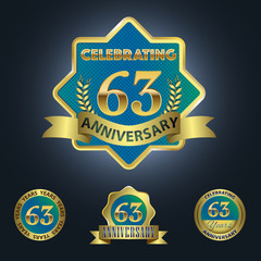 Celebrating 63 Years Anniversary - Blue seal with golden ribbon