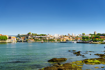 The Douro River and the view of the historic centre of Porto, Po