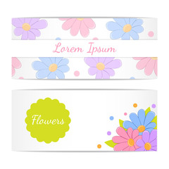 Set of horizontal banners with flowers.