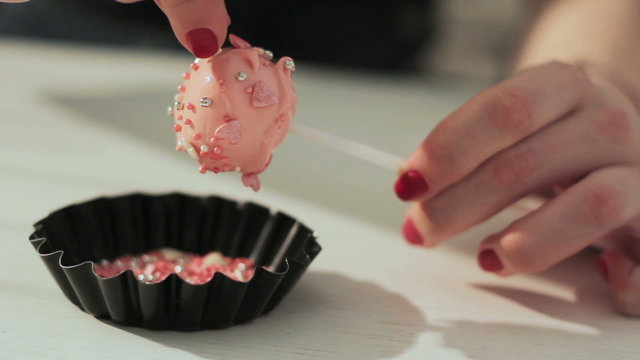 Process of baking homemade cake pops