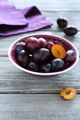 Sweet plums in a bowl