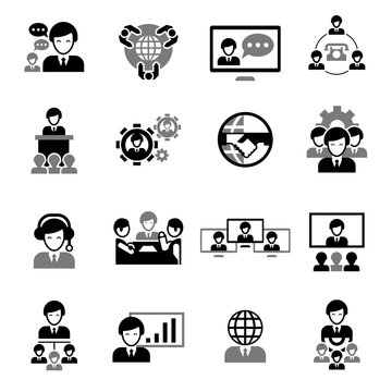 Business Meeting Icons Black