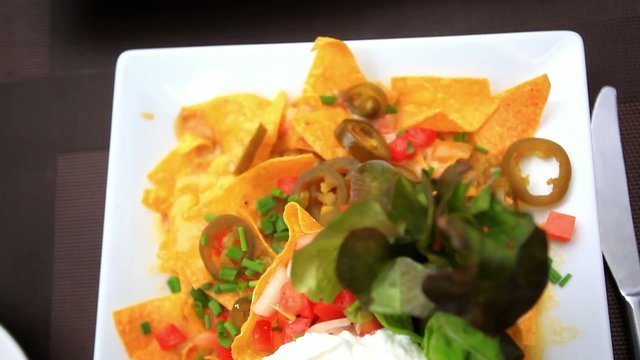 Plate with taco, salad. mexican food. HD. 1920x1080
