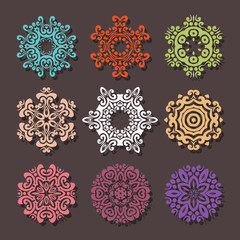 Circle lace ornament, round ornamental geometric doily pattern