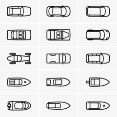 Obraz premium Cars and boats top view
