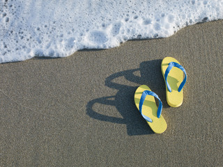 Sandy beaches and beach sandals